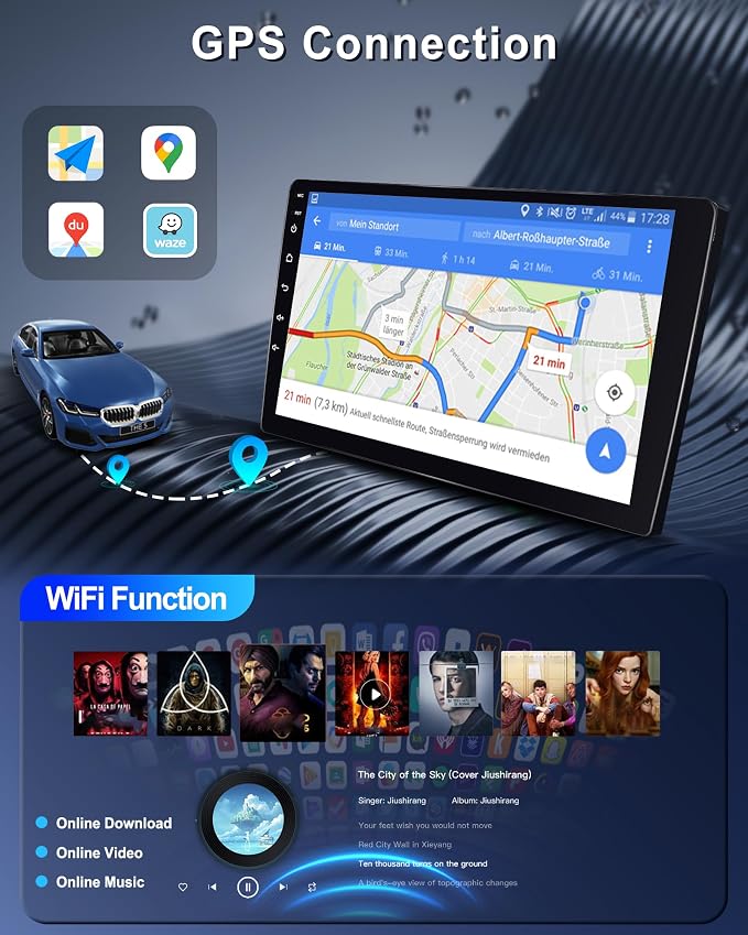 8 Core 6G+128G Android Car Radio for Honda CRV 2007-2011, 9" IPS Touchscreen with Wireless Carplay & Android Auto & Mirror Link, Backup Camera, Bluetooth, FM/RDS/GPS/DSP/USB/WiFi