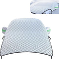 Half Car Cover, Winter Anti-freeze Snow Shield for Windshield Hood Rearview Mirror, Thicken Foldable Outdoor Protector with Fastening Strap, All-season Reflector Cloth for Cars (Silver)