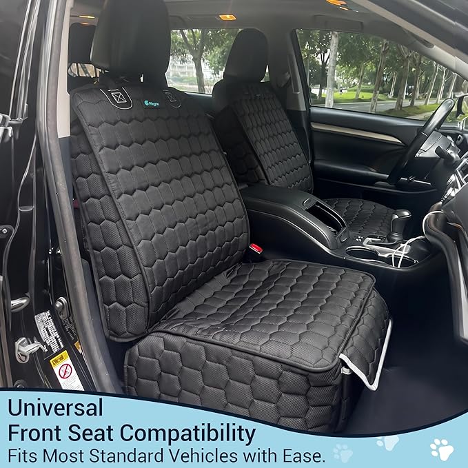 2 Pack Front Seat Covers for Dogs, 600D Waterproof Dog Car Seat Covers with Side Flaps Non Slip Scratch Proof, Captain Chair Car Seat Protector Cover for Pets & Daily Use, Fits Cars SUV Trucks