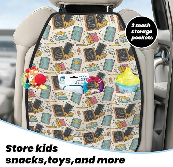 Classroom (3) For Car Seat Back Protector 2 Pack, Kick Mats For Kids And Pets, Backseat Seat Protector Cover For Car, Suv, Truck & Van
