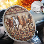 Aztec Horse Steering Wheel Cover Sun Shade 17 inch Universal Insulated Steering Wheel Cover for Cars SUV Truck Van Anti-Heat Steering Wheel Sun Block Cover Heat Reflector