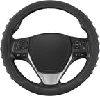 FlexGrip Gray Steering Wheel Cover for Cars – Standard 15 inch Car Steering Wheel Cover, Gray and Black Steering Wheel Protector for Auto Truck Van SUV