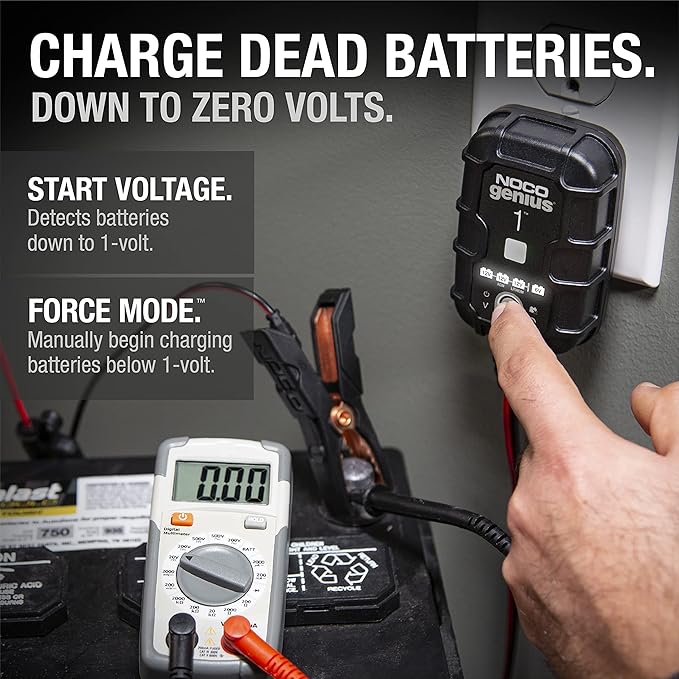 GENIUS1: 1A 6V/12V Smart Battery Charger – Automatic Maintainer,Trickle Charger & Desulfator with Overcharge Protection & Temperature Compensation – for Lead-Acid-& Lithium Batteries,(Pack of 6)