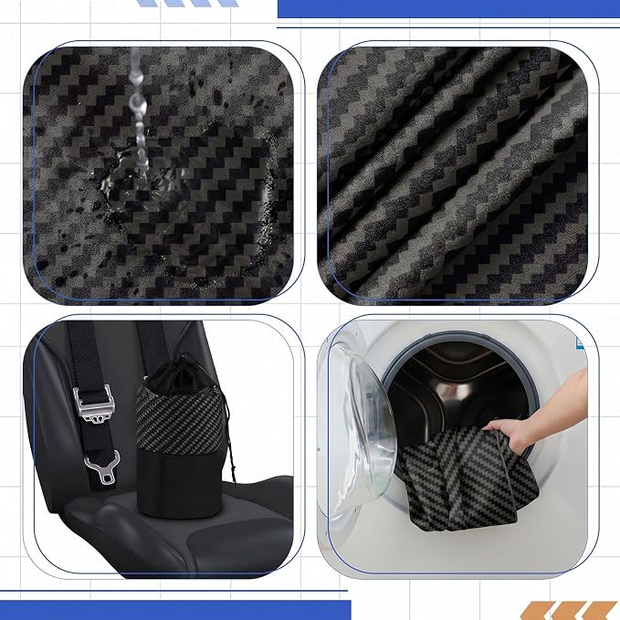 Car Seat Towel Covers with Storage Bag, 63 x 32 Inch Universal Non Slip Waterproof Sweat Protector for Car Truck, Gym Swimming Running, Machine Washable(2 Pack,Carbon Fiber Textured)