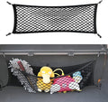 Double-Layer Trunk Cargo Elastic Net for SUV, 35"x11" Stretch to 65"x25" for Car Organizer Heavy Duty with Hooks