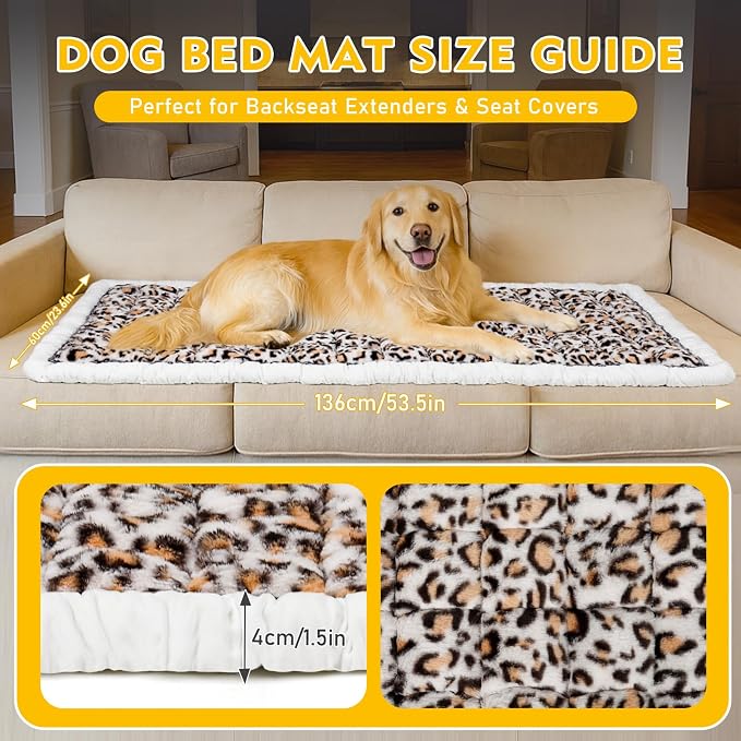 Backseat Dog Bed Mat for Car, Non-Slip Scratch-Resistant Dog Car Seat Cover, Soft Thick Pet Travel Cushion, Washable Back Seat Protector Blanket for Cars SUVs Trucks, 53 x 24 Inches