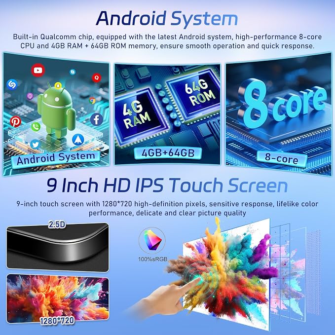 [Qualcomm 8 Core 4+64G] Android 15 Car Radio for Mazda CX-5 CX5 CX 5 2012-2015 - Wireless Carplay and Android Auto - 9 Inch 1280 * 720 IPS Touchscreen Car Stereo - DSP/GPS/SWC + AHD Backup Camera