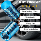 8PCS Tire Valve Stem Caps, Dust Proof, Anodized Aluminum Universal Tire Valve Stem Covers for Cars, SUV, Trucks, Bikes, Motorcycles, Bicycles(Light Blue)