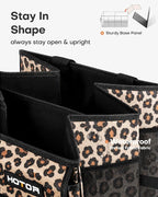 Trunk Organizer - Car Organizer, Foldable Trunk organizer for SUVs & Sedans, Sturdy Car Organization for Car Accessories, Tools, Sundries, Brown Leopard, 2 Compartments, 21.3"×12.6"×10.6"