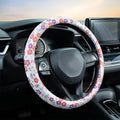 Colorful Flowers Steering Wheel Cover Auto Jacquard Steering Wheel Protector, Anti-Slip, Breathable, Absorbing Sweat, Universal Car Accessories 14.5–15 inch,Fit for Most Car, Trucks, SUV