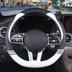 Cute Steering Wheel Cover D Shape for Women Men Breathable Universal 15 inch,Black and White