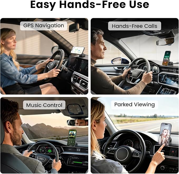 Strong Suction Cup Magnetic Car Phone Holder for iPhone & Android Phones, Shock-Resistant Phone Mount for Dashboard Windshield, 360° Rotation, Heavy-Duty, Foldable, Hands-Free, Ideal for Navigation