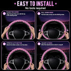 Day of the Dead Sugar Skull Steering Wheel Cover for Women Men Neoprene Breathable Pink Floral Wheel Cover Protector Anti-Slip Car Accessories Universal 15 Inch Fit for Cars Trucks Vehicles