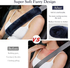 Soft Faux Fur Universal Fit Seatbelt Cover Car Truck SUV Airplane Seat Belt Shoulder Pad for Carmera Backpack Straps Neck Cushion Protector 2 Pack 10.5in Dark Blue