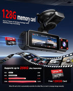 4K+2K+2K 3 Channel Dash Cam Front and Rear, 128GB Card Included, Dash Camera for Cars 5.8G/2.4G Dual Wifi, Built-in GPS, Night Vision, WDR, 170°Wide Angle, G-Sensor Emergency Lock, 24H Parking Monitor