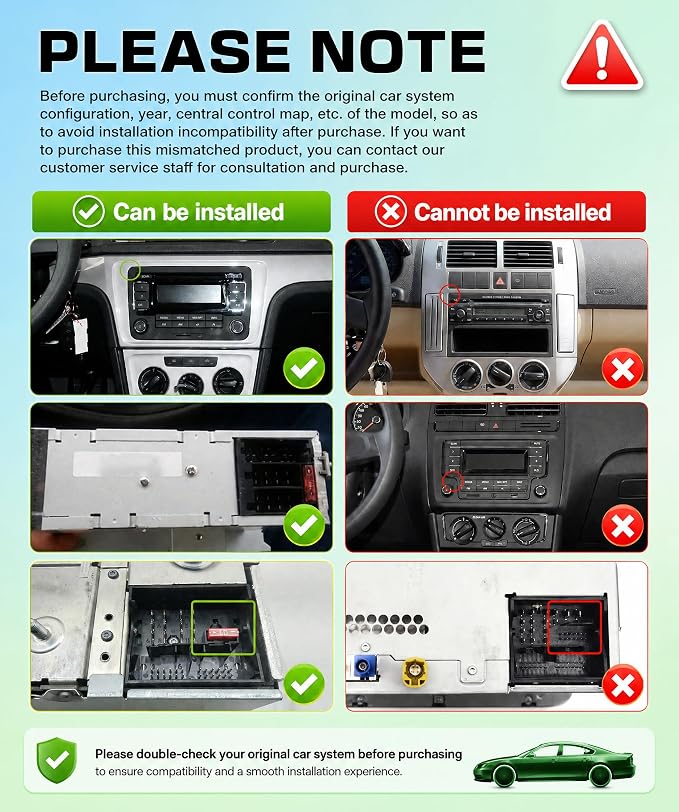 Double Din Car Stereo Wireless Carplay Android Auto for VW Passat Golf MK5 MK6 Jetta T5 EOS Seat Sharan, 7'' Car Radio IPS Screen GPS Bluetooth FM/AM/RDS EQ SWC Backup Camera Dual USB Ports