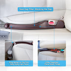 Car Seat Gap Filler Set of 2, 3IN1 Seat Side Gap Filler Plug with Storage Slot & Hook Function, Soft Foam Universal Fit Car SUV Truck Fill Gap Between Seats Console Organizer（Narrow Espresso brown）