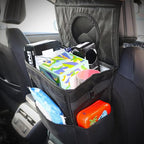 Car Trash Can & Organizer, 2.63 Gallon Waterproof Covered Garbage Bin, 3 Mesh Pockets, Collapsible for Easy Storage, Adjustable Strap & Hook for Backseat Hanging, 9.5” L x 6.25” D x 10.25” H