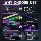 Dreamcolor Acrylic Interior Car Lights, Car Accessories 2 in 1 Car LED Strip Lights with APP Control and 213 Modes, Car Center Console Fiber Optic Lights, RGB Neon Light Kits