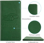 Premium Car Registration and Insurance Card Holder, Car Document Holder for Cards, Driver License & other Essential Documents (Dark Green)