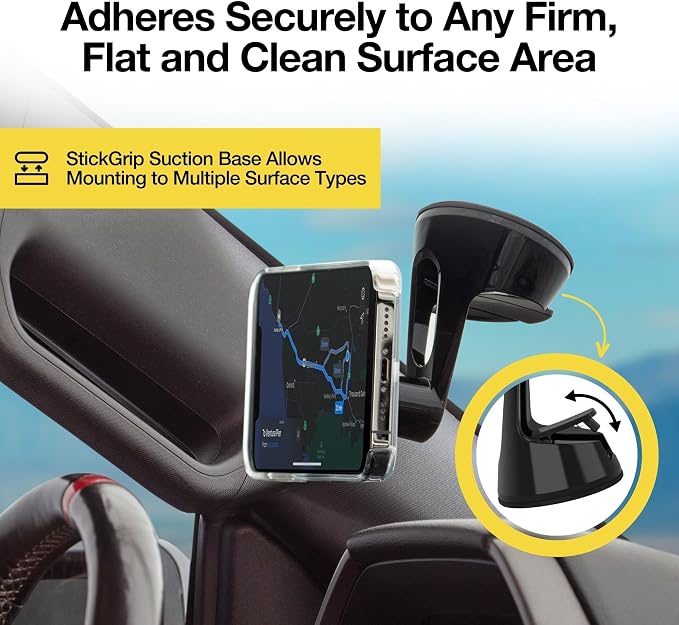 MP2WD-XTSP MagicMount Pro2 Magnetic Car Phone Holder - Ultimate Magnetic Car Mount for Windshield or Dashboard with Suction Cup - Compatible with MagSafe, iPhones, Galaxy, Pixel & Smartphones
