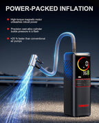 GT160 Tire Inflator Portable Air Compressor, 4X Faster 160PSI Portable Air Pump for Car Tires, Cordless Tire Pump with Digital Pressure Gauge for Cars, Bikes, Balls, Motorcycles,Auto-Shutoff