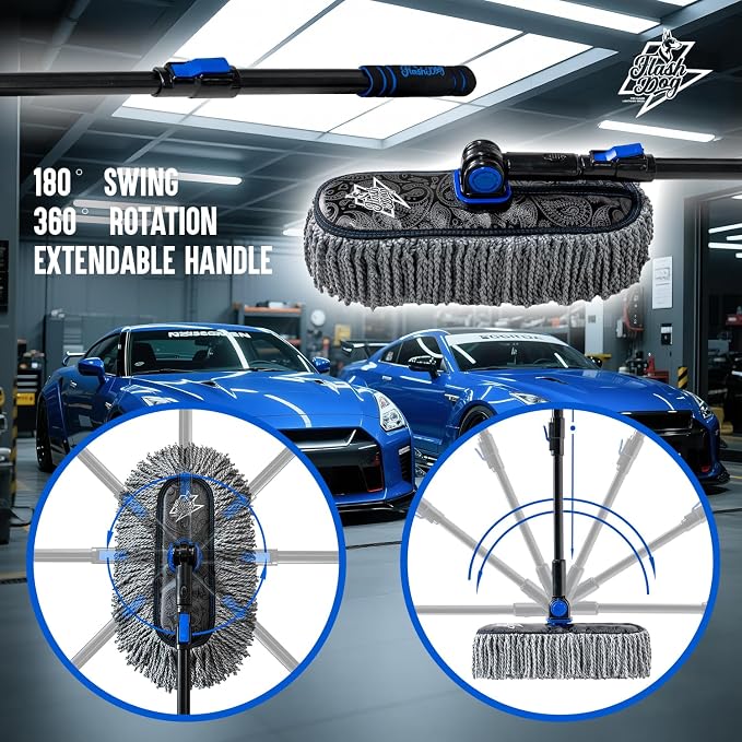 Car Duster Exterior & Interior Scratch Free Kit | Microfiber and Telescopic Aluminum Alloy Handle for Cars/SUV/Trucks with Car Duster Interior, Portable Waterless Dust Removal