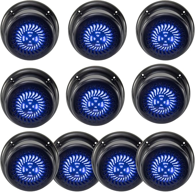 RV Flush Mount Speaker | Exterior 5.25" Black Wavy Blue LED | Waterproof (10 Pack)
