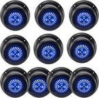 RV Flush Mount Speaker | Exterior 5.25" Black Wavy Blue LED | Waterproof (10 Pack)