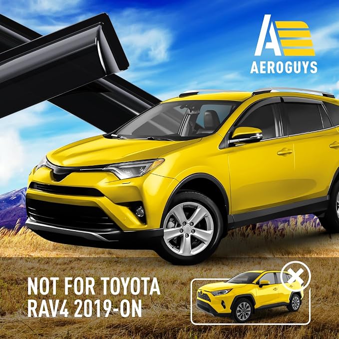 Extra Durable Window Deflectors Tape-On Window Visors Rain Guards Fit for Toyota RAV4 2013-2018, Sun Visors, Wind Vent for Shades, Exterior Car Accessories - 4pcs. AG0122