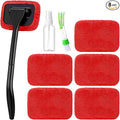 8 Pcs Car Windshield Cleaner Tool Kit with Removable Handle, Microfiber Towel Pads, Brush, Empty Spray Bottle for Auto Glass Wiper Suvs Rvs & Home Windows(Red)