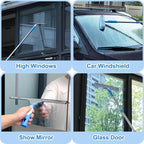 77'' Professional Squeegee Window Cleaner Tool with Extension Pole, Car Windshield Cleaning Kit with Long Handle, Window Washing Equipment for Indoor Outdoor Windows & Car Glass