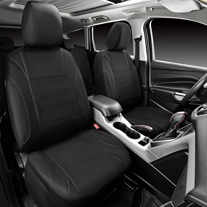 Neoprene Waterproof Seat Covers, Universal Fit Black Full Sets, Protective Interior Covers for Auto SUV, Vans, Sedans, Trucks