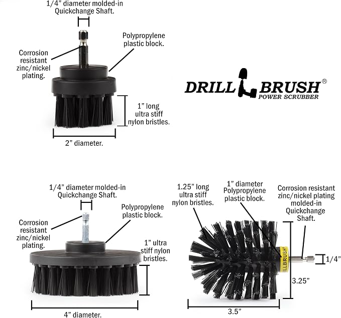 Cleaning Accessories Industrial Brushes - Baked on Food, Electric Smoker, Attachments for Stain and Rust Remover - BBQ Cleaning Kit Water Calcium Mineral | Electric Grill Brush for Drill