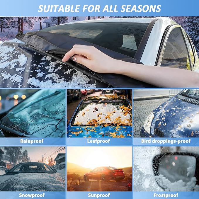 Windshield Cover for Ice and Snow for Kia Telluride /Ford Escape 2020-2026, 2-Layer Oxford Fabric Front Windshield Cover Winter Car Accessories Freeze Protection from Snow,Ice &Frost (71"x47")