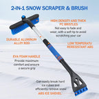 Car Snow Brush Ice Scraper, 32in Extendable, Windshield | 9.45in brush head, 3.82in scraper with ice chippers, 32in extendable, foam grip, easy storage