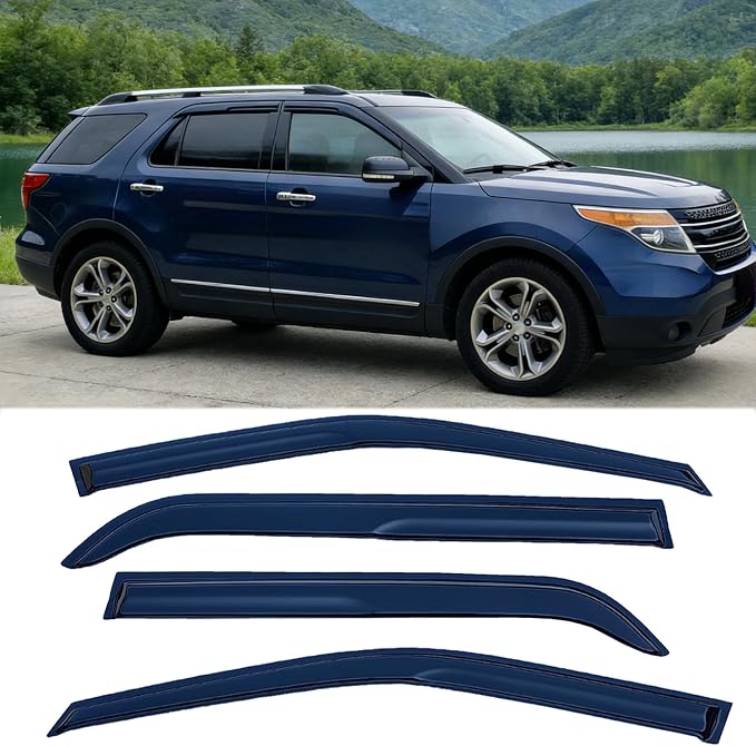 Tape On Window Visors Rain Guards for 2011-2019 Ford Explorer,Window Vent Wind Shades Deflectors Shield for 11-19 Explorer,Car Accessories 94293 4-Pieces Set