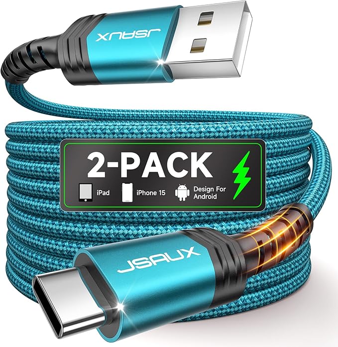 USB C Cable [2-Pack 6.6ft], USB A to USB Cord Fast Charging for iPhone Air, iPhone 17, iPhone 17 Pro, iPhone 17 Pro Max, iPhone 16/iPhone 15 Series, Samsung S20 S10, Note 20 10,Car Play-Green