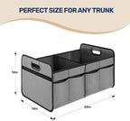 Trunk Organizer for Car/SUV/Truck, Collapsible 2 Compartment Automotive Storage Box, 600D Waterproof Oxford Polyester 50L Travel Accessories, Anti-slip & Leak-proof, Grey