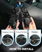 Purse Holder for Car, 2 Pack Heavy Duty Purse Hanger for Car, PU Leather Car Seat Hooks for Purses and Bags, Cute Moon Headrest Organizer for Handbags & Backpacks