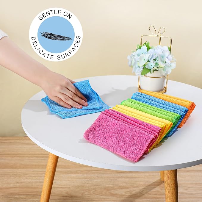 Cleaning Cloth Dry Erase Cloth Cleaning Rags Reasonable Kitchen Towels Microfiber Towels Cars Wash(6 x 6 Inch,Green/Blue/Yellow/Pink/Orange,50 Pcs)