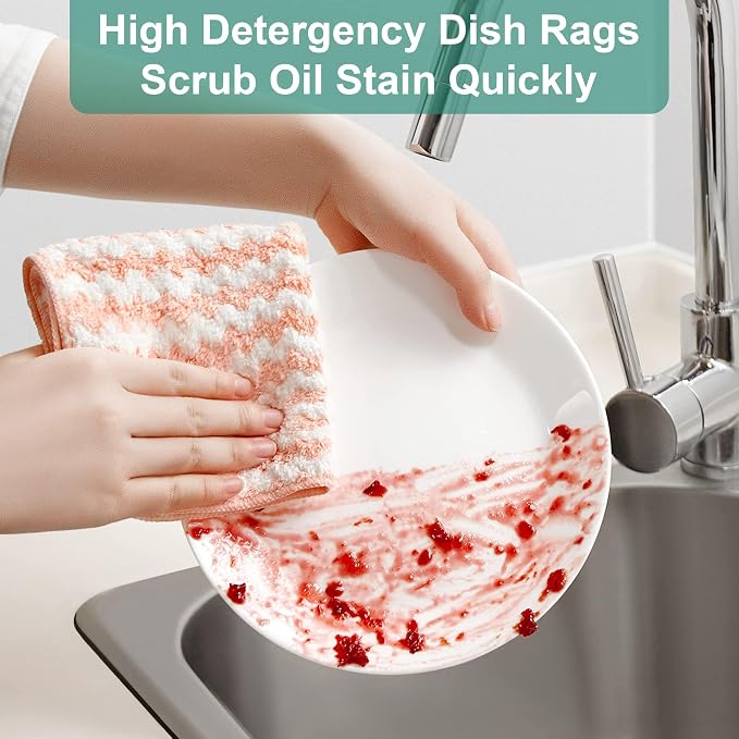 Microfiber Cleaning Cloth, 5 PCS Kitchen Towels(10" x 10"), Absorbent Streak Free Lint Cleaning Cloths, Reusable and Washable Dish Rags with 12" and 10" Lazy Susan Organizer