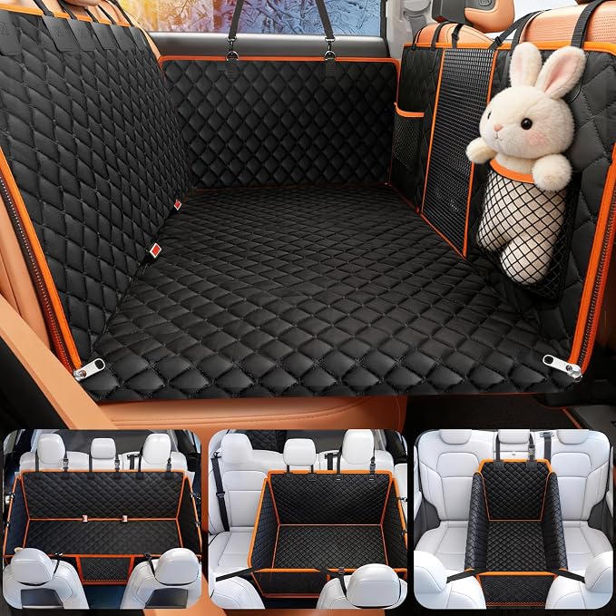PartsBling Convertible Dog Seat Cover for Back Seat | Hard Bottom Back Seat Extender for Dogs, Passenger-Friendly, Waterproof, Scratch Resistant, Dog Hammock for Car and SUV