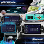 10.1 inch Single Din Touchscreen Radio 10 inch Car Stereo with Wireless Carplay Support AM FM Radio/YouTube Video/Bluetooth/Car Play/Android Auto + Backup Camera + Mic