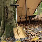 Snow Shovel, Collapsible Aluminum Alloy with Ice Scraper Brush - Portable Folding Shovel for Camping, Car Emergency, Winter Outdoor - 25.98" Lightweight Durable Design (Coyote Brown)