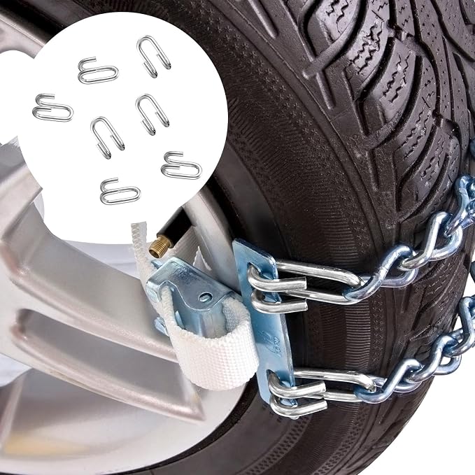10 Pack Tire Chains Hooks Snow Heavy Duty 1/4" Cross Chains Hook Stainless Steel Chain Repair Hook for Light Trucks and Suv