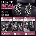 Car Seat Back Storage Hook, Funny Car Purse Hook, Cute Vehicle Storage Organizer for Purses Handbags Soccer Ball Pattern