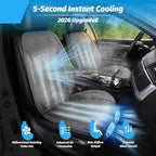 Cooling Car Seat Cover with 2 Turbo Fans – 12V-24V Ventilated Car Seat Cushion, Breathable Car Seat Cooling Pad for Sweaty Back, Universal Fit Cooling Seat Covers for Cars SUV Truck Grey