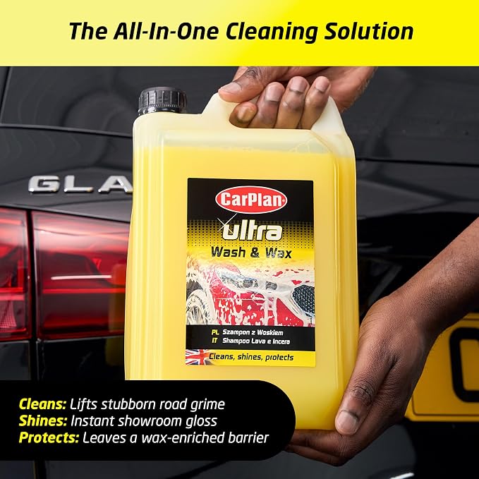 Ultra Wash & Wax Car Shampoo, 169 fl oz (1.3 Gallon) pH Neutral Soap Cleans, Shines & Protects Paint for Bucket Wash with Wash Mitt
