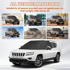 Windshield Window Snow Cover with 2 Hooks and 2 Mirror Covers Ice and Snow Front Window Sunshade Cover Fit for SUVs, Trucks, Cars (Black-SUVs)